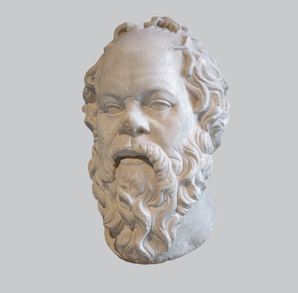 Sokrates, głowa na szarym tle