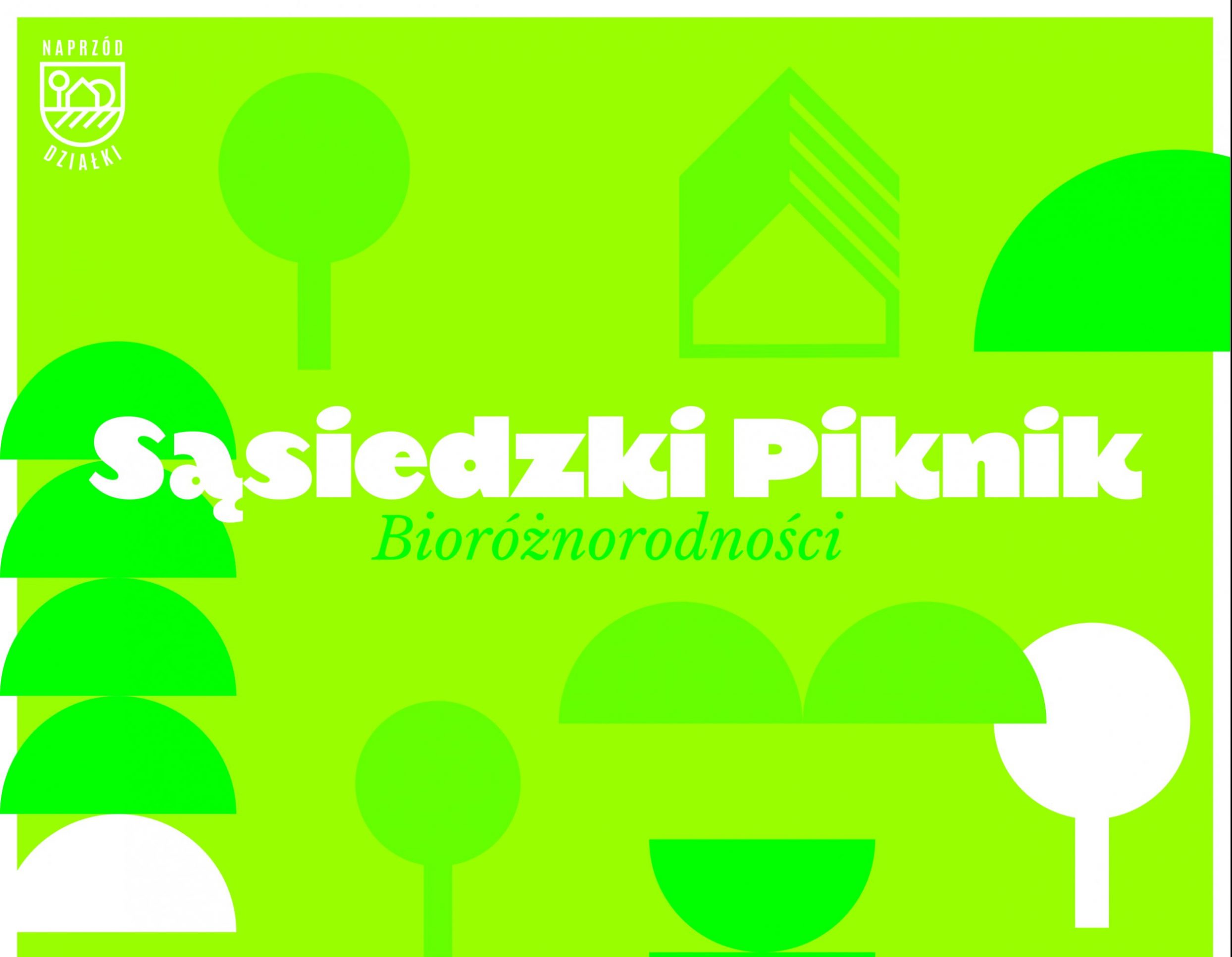 grafika zielono biała z napisem Sąsiedzki Piknik
